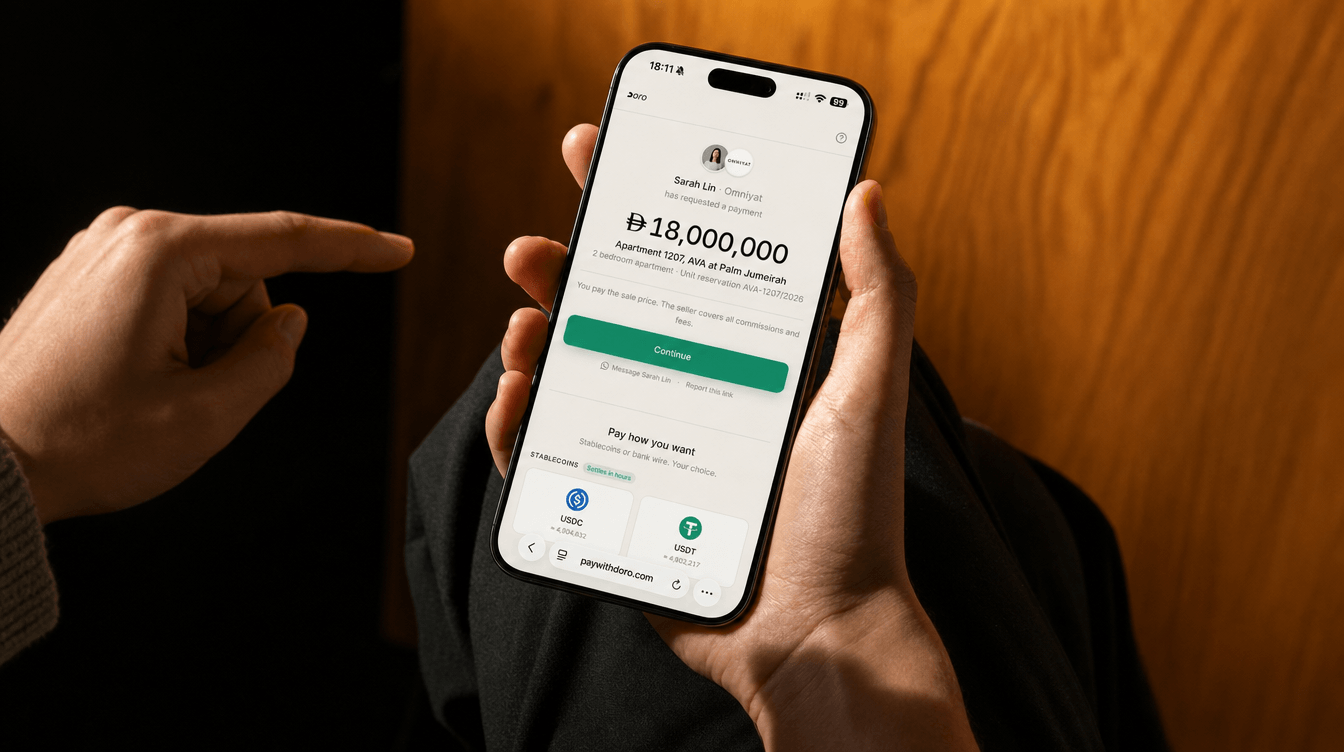 A buyer paying through Doro on their phone